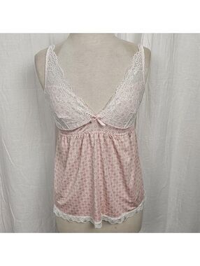 Pink & Cream Lace Babydoll top, Marilyn Monroe, Large